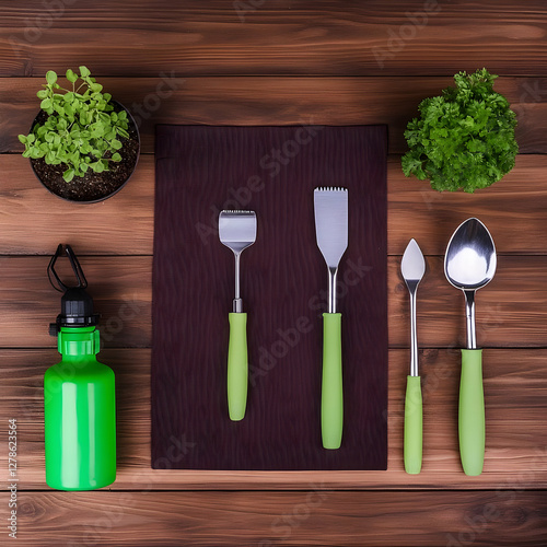 Gardening Tools Flatlay Ill...
