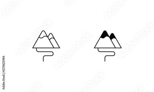 Hiking  icons set line and glyph vector icon