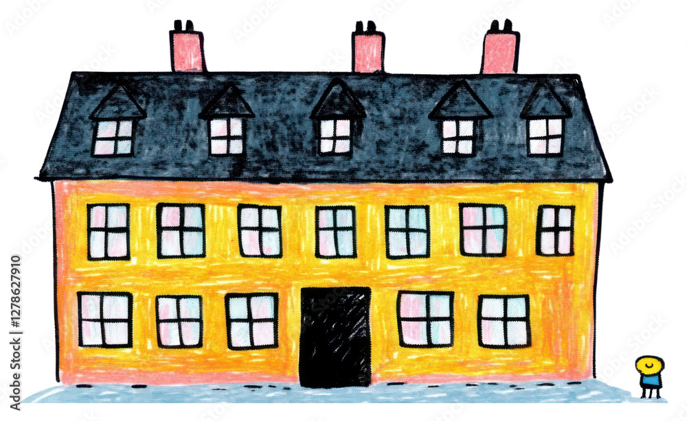 Fototapeta premium PNG Vintage building drawing sketch house.