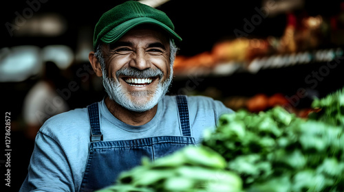 Happy Farmer with Fresh Gre...