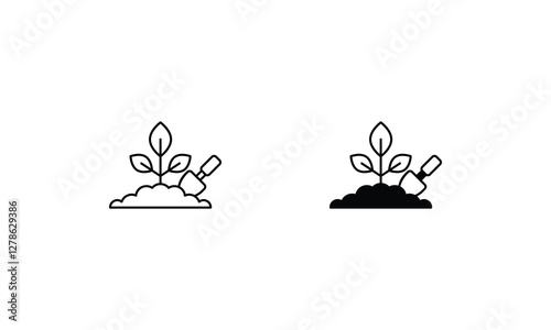 Gardening icons set line and glyph vector icon