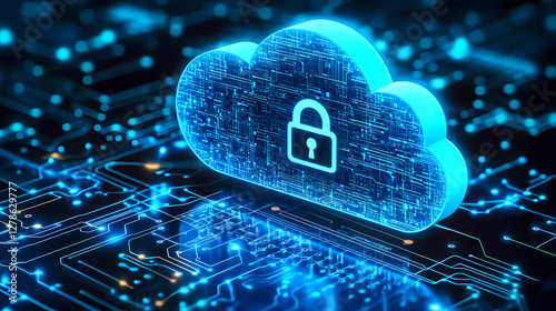 Cloud Security Tech Illustration