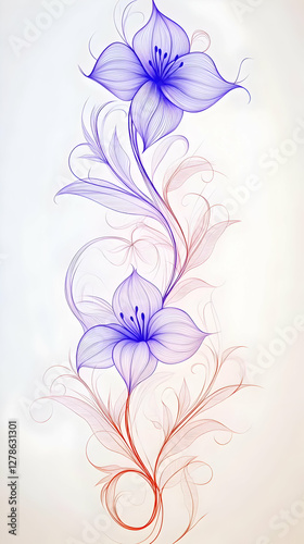 Elegant Purple Flower Illus...