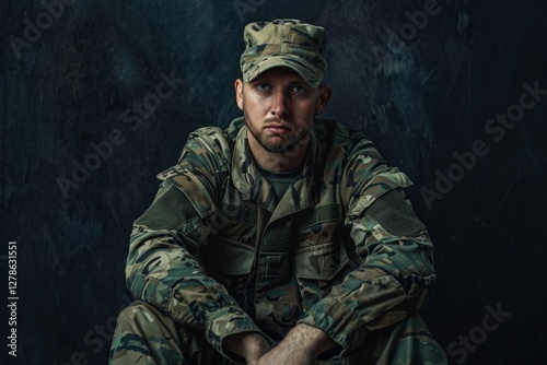 Special forces United States soldier or private military contractor with PTSD. Neural network ai generated