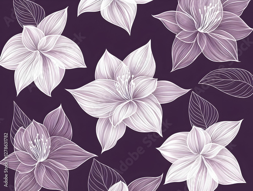 Elegant Purple Flower Illus...
