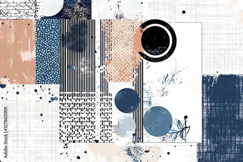 Obraz na płótnie Template with different layers of texture and dots, lithograph effect w salonie