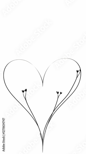Elegant Heart Line Art Illu...