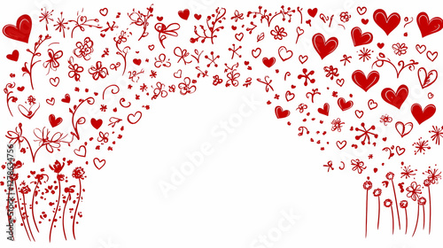 Red Heart Floral Illustration