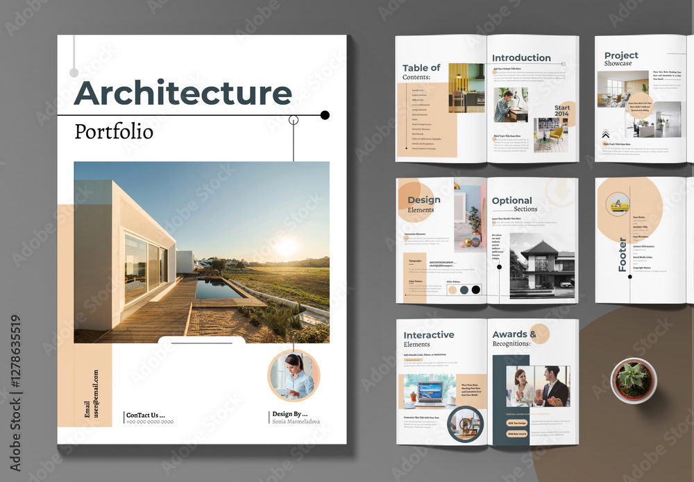 Architecture Interior Portfolio Layout Template Design Stock Template ...