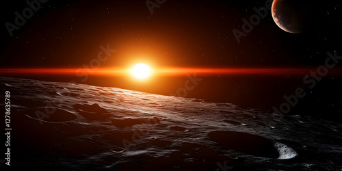 Alien Planet Sunrise 3D Render