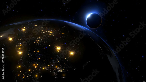 Earth Eclipse 3D Illustration