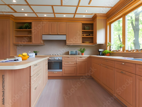 Light Wood Kitchen Interior...