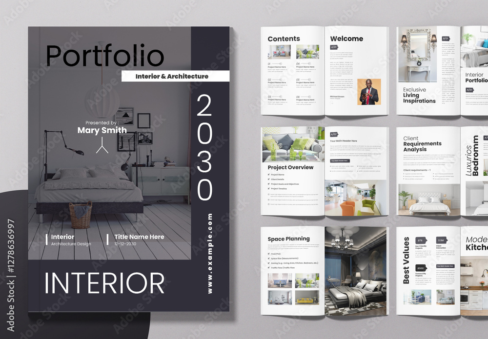 Creative Interior Design Portfolio Template Stock Template | Adobe Stock