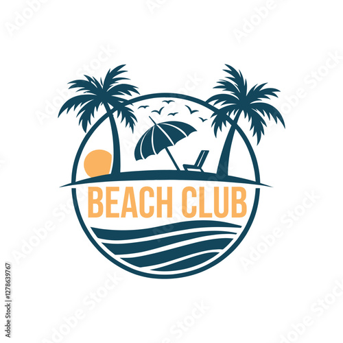 Wallpaper Mural sun beach club,summer silhouette logo vector line art logo design Torontodigital.ca
