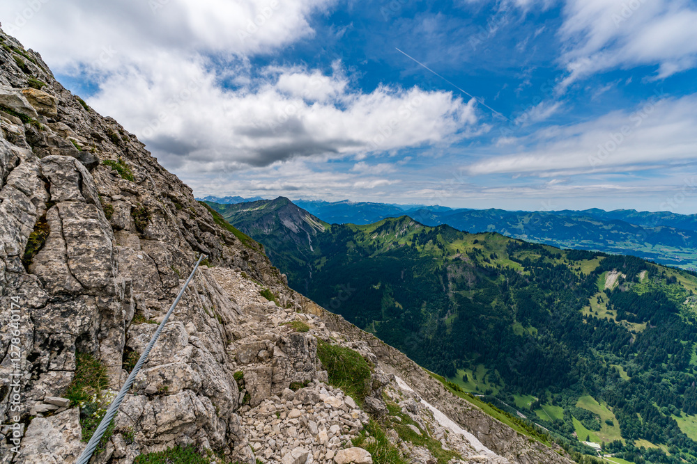 Obraz premium Breitenberg summit view from the via ferrata in the Allgau region of Bavaria near Bad Hindelang