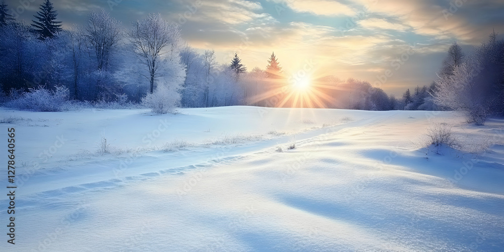 Winter Sunrise Landscape Illustration Winter Sunrise Landscape Illustration