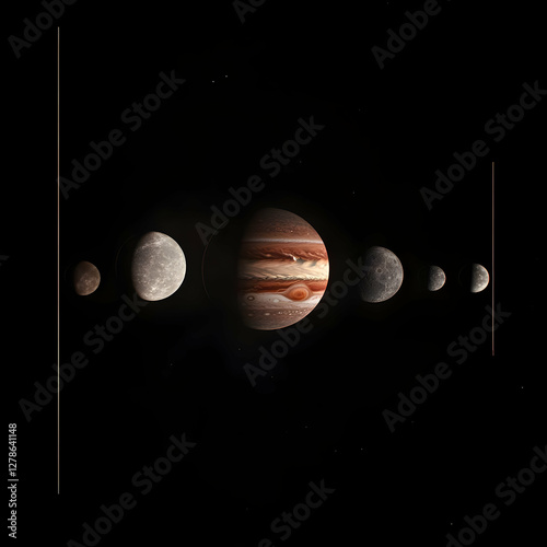 Jupiter and Moons 3D Render