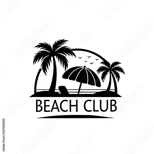 Wallpaper Mural sun beach club,summer silhouette logo vector line art logo design Torontodigital.ca