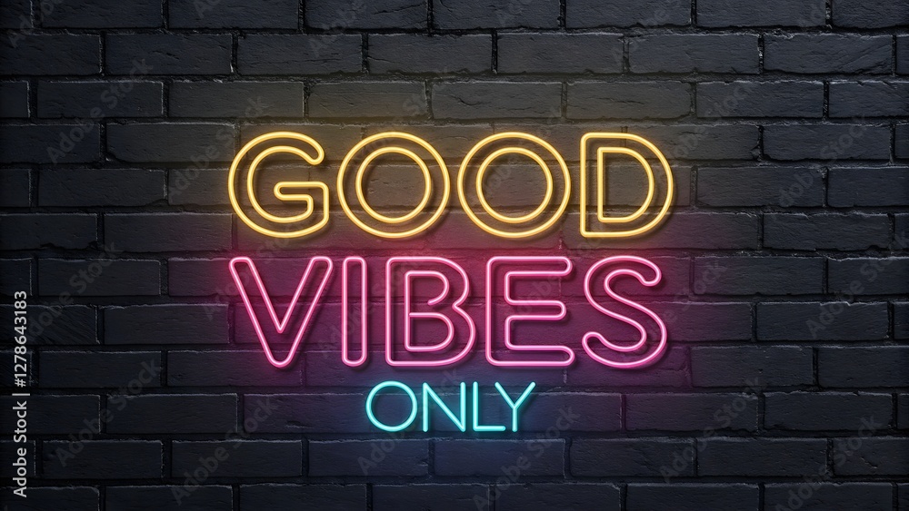 Bold good vibes only text with gradient neon glo Bold good vibes only text with gradient neon glo