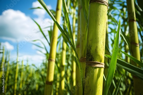 The magic of sugarcane with its strong stalks, with a rough and moist texture of the stem that retains its sweetness