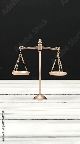 Balanced Scales on White Wo...