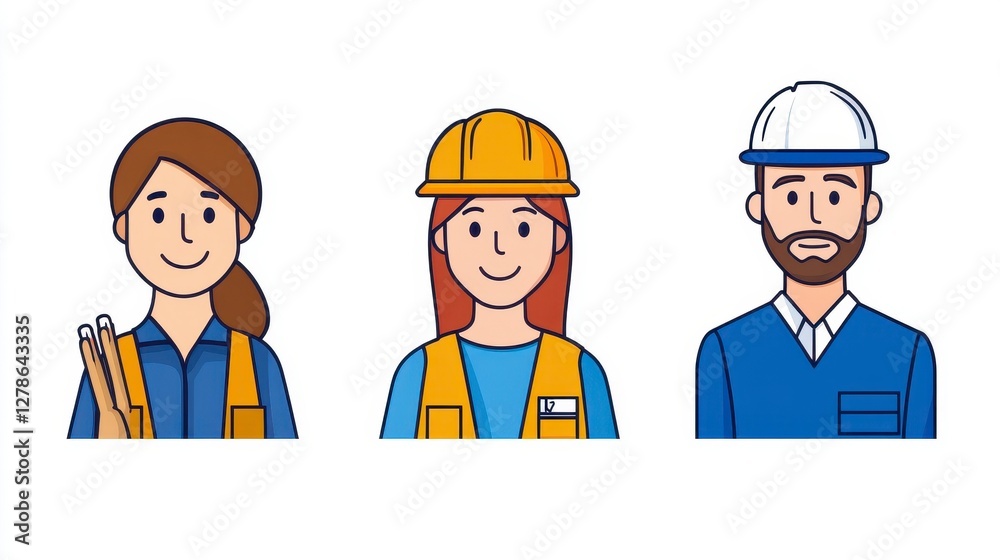 Pixel Art Portraits of Diverse Construction Workers Pixel Art Portraits of Diverse Construction Workers