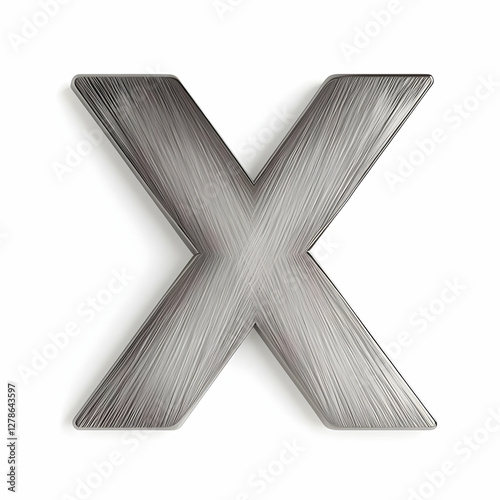 3D Brushed Metal Letter X G...