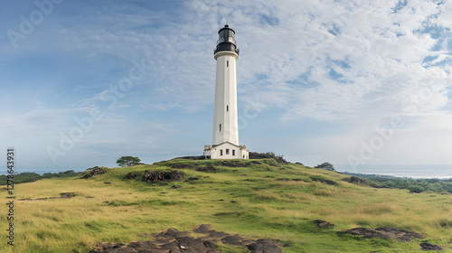 Coastal Lighthouse on Grass...