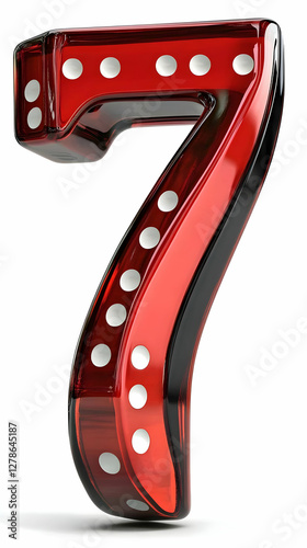 Red Glass Dice Number Seven...