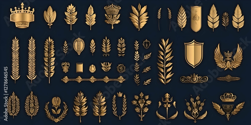 Gold Leaf & Crown Illustrat...