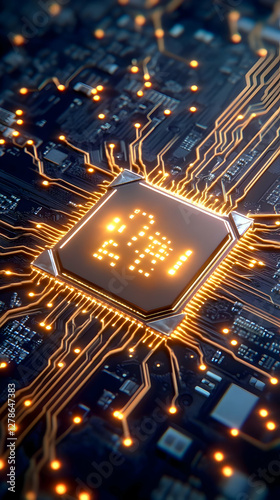 Glowing Circuit Board 3D Il...