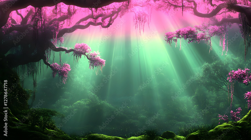 Fototapeta premium Enchanted Forest 3D Background