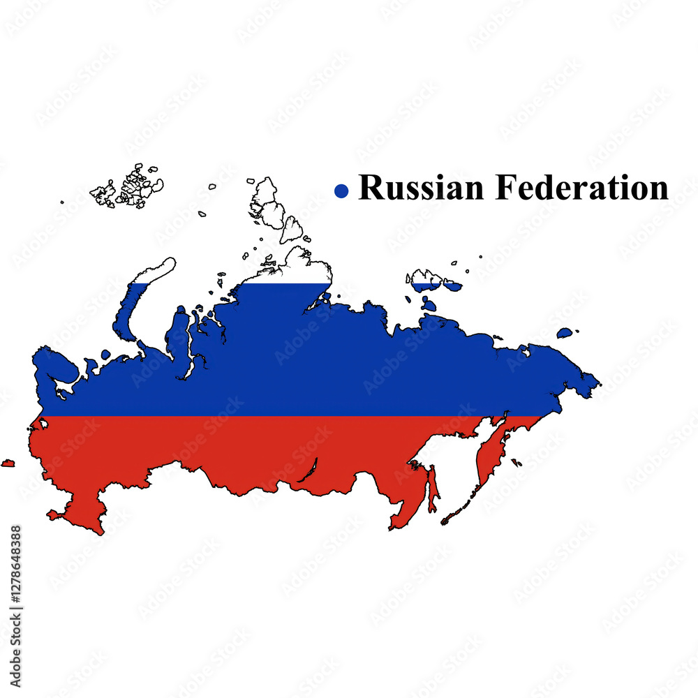 This design displays the outline of the Russian Federation in blue and red colors, clearly showing the country's shape against a transparent background This design displays the outline of the Russian Federation in blue and red colors, clearly showing the country's shape against a transparent background