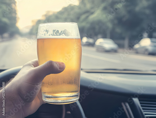 Glass of Beer in Car Realis...