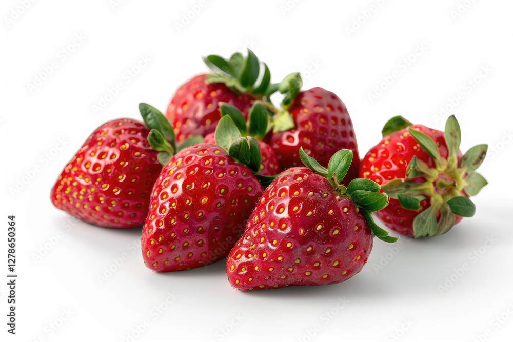 Fresh Red Strawberries Arranged on White Background Fresh Red Strawberries Arranged on White Background