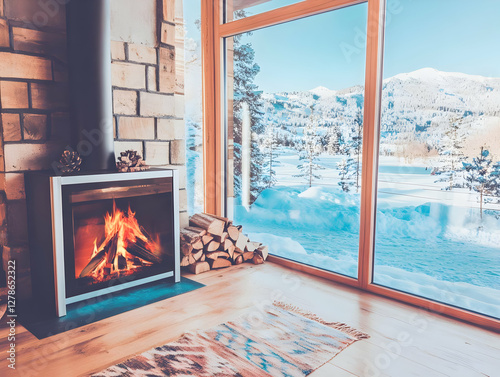 Cozy Winter Fireplace Scene...