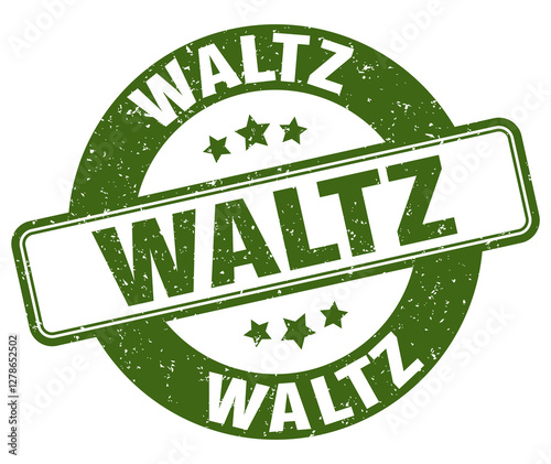 waltz stamp. waltz label. round grunge sign