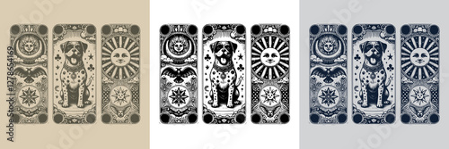 high-detailed dog vector playing card tattoo design