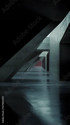 Abstract 3D Concrete Corridor