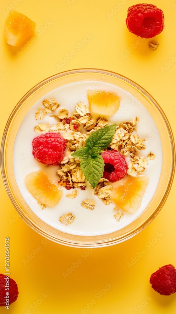 A Vibrant Yogurt Parfait with Granola and Fresh Fruit: A Delicious and Healthy Breakfast A Vibrant Yogurt Parfait with Granola and Fresh Fruit: A Delicious and Healthy Breakfast