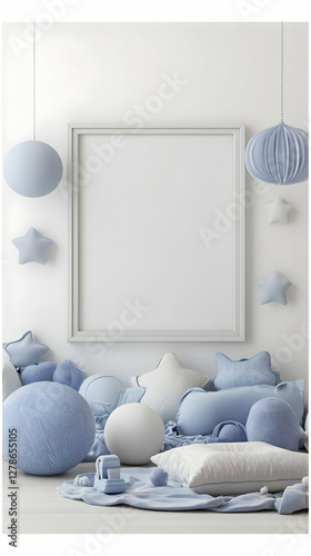 Pastel Blue Nursery 3D Rend...