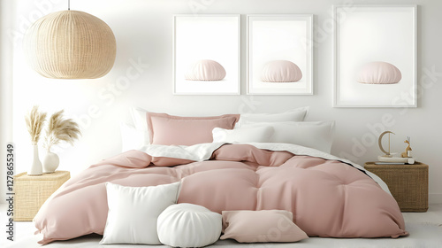Blush Pink Bedroom Decor 3D...