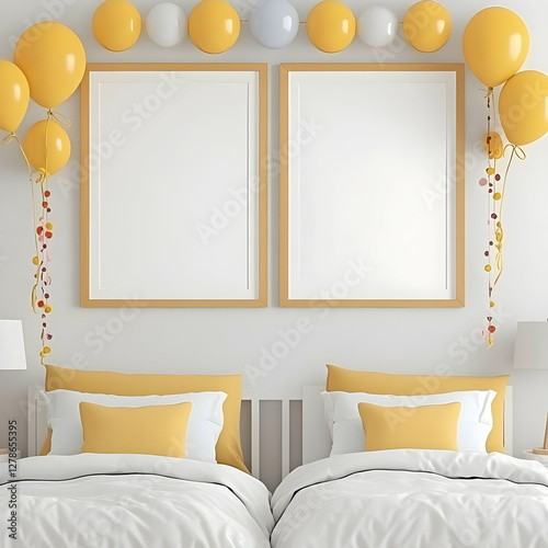 Yellow Balloons Bedroom Moc...