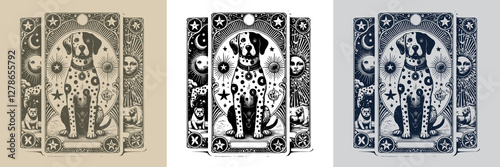 fairy dog vector playing card tattoo design