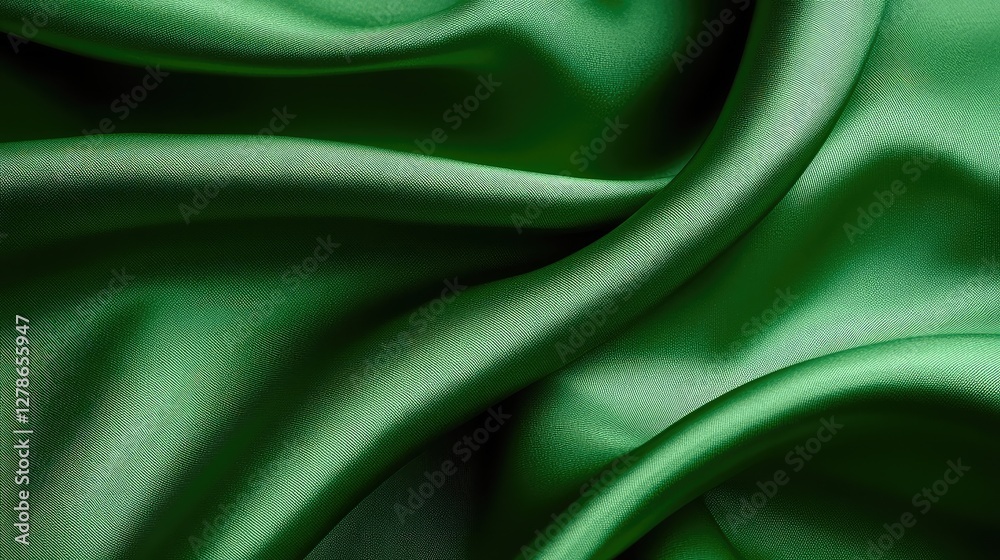 Obraz premium A smooth green fabric texture with subtle folds, ideal for a minimalist design with space for text or imagery.