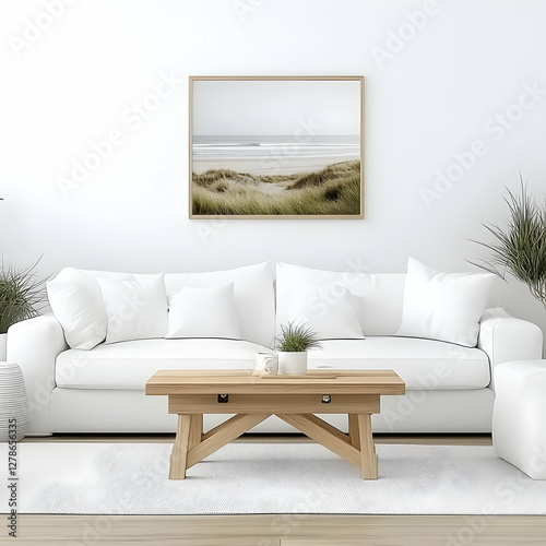 Coastal Living Room 3D Illu...