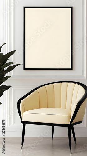 Cream Chair and Black Frame...
