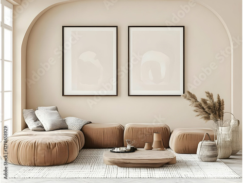 Beige Abstract Art Living R...