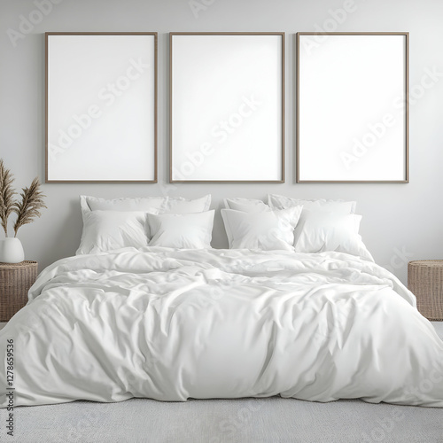 3D Render Minimalist Bedroo...