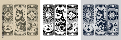 sacred dog vector playing card tattoo design